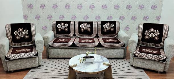 MHF Velvet Floral 3+1+1 Seater Sofa Cover