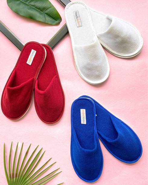 TRAVELKHUSHI combo Slipper For combo Home's Flip Flops Doctor House Slides Home Men Slippers Blue, Maroon , 6 UK/India