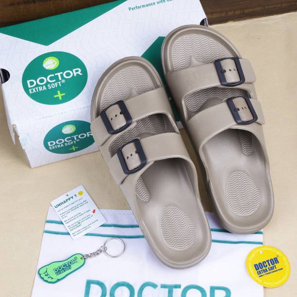 DOCTOR EXTRA SOFT Men Men's Classic Cushion Sliders/Slippers with Adjustable Buckle Strap Adult D-505 Slides