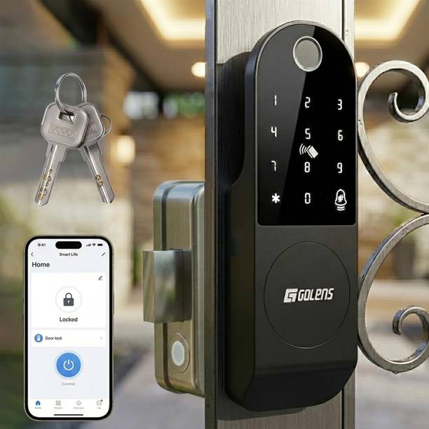 GOLENS X32 Waterproof Smart Rim Lock with Fingerprint, WiFi, Bluetooth & Multi-Access Smart Door Lock