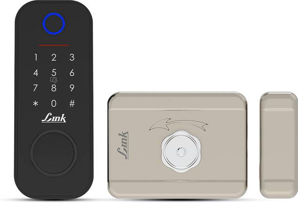 Link Smart Flexi Digital Biometric Rim Lock for Main Door (Mobile app with Wi-Fi, Black) Smart Door Lock