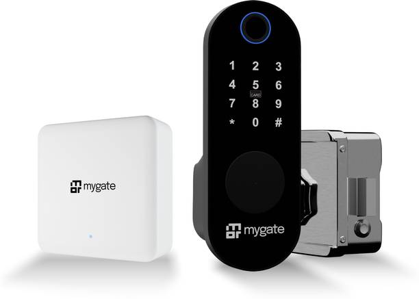 Mygate Lock Edge with WiFi Gateway | 6-in-1 Unlock – Fingerprint, PIN, RFID, App, OTP & Key | 2-Year Warranty Smart Door Lock