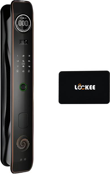 Lockee Citadel One Smart Door Lock | 7-in-1 Unlock Fingerprint Face Palm Vein RFID PIN App Mechanical Key | WiFi Remote Control | Aluminum Alloy | ( 1 Black NFC card extra ) Smart Door Lock