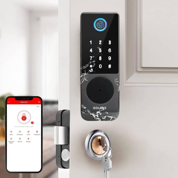 GOLENS X32 Waterproof Smart Rim Lock with Fingerprint, WiFi, Bluetooth & Multi-Access Smart Door Lock
