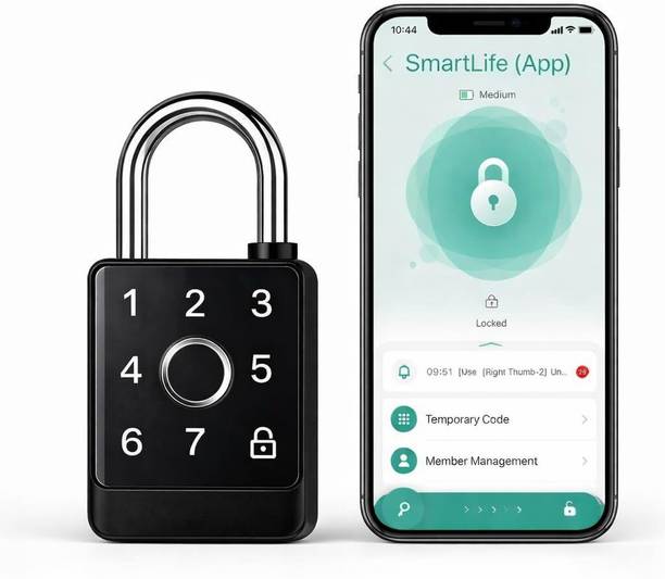 AERYS Smart Lock Fingerprint & Password Padlock | 5-Way Unlock | Lock for Gym, Office, Home, Luggage, Gate – Waterproof & Long Smart Door Lock