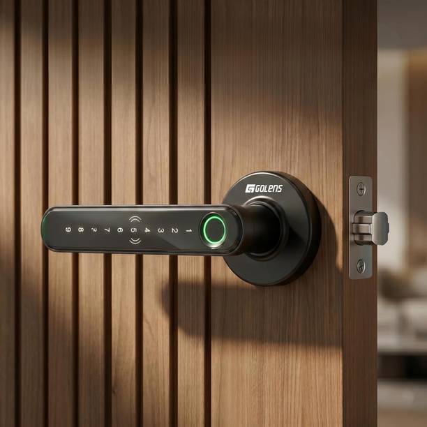 GOLENS X39 Smart Fingerprint Door Lock | App, RFID, OTP & Key Unlock | Black Smart Door Lock