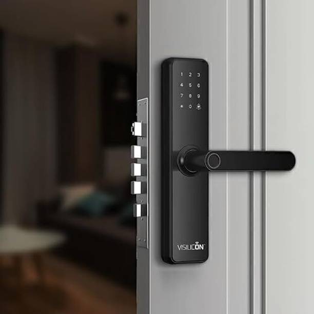 VISILICON Smart Door Lock with Fingerprint | 6-Way Unlocking | Digital Lock Black Smart Door Lock