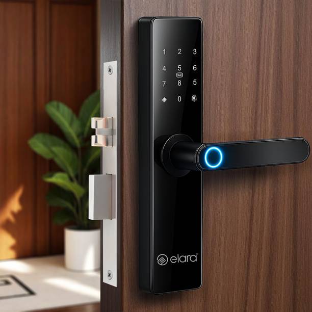 Elara Nova Pro Smart Lock with Fingerprint Scanner, RFID Card Reader, PIN Code, Anti-Theft Alerts, 2-Year Warranty, Black, Smart Door Lock