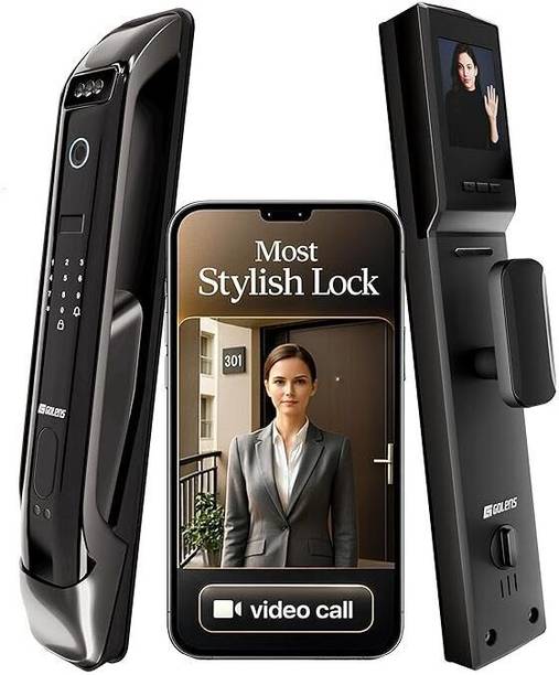 GOLENS X28 Smart 3D Face & Fingerprint Door Lock | 9-Ways Unlocking | App support | Strong Alloy Body Smart Door Lock