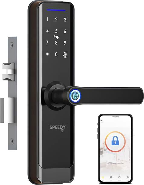 SPEEDY WiFi Enabled Smart Door Lock for Main Door with 5 in 1 Access | Biometric, 2 Emergency Keys | (No Extra Gateway Required) | 2-year Warranty & Free Installation by brand Smart Door Lock