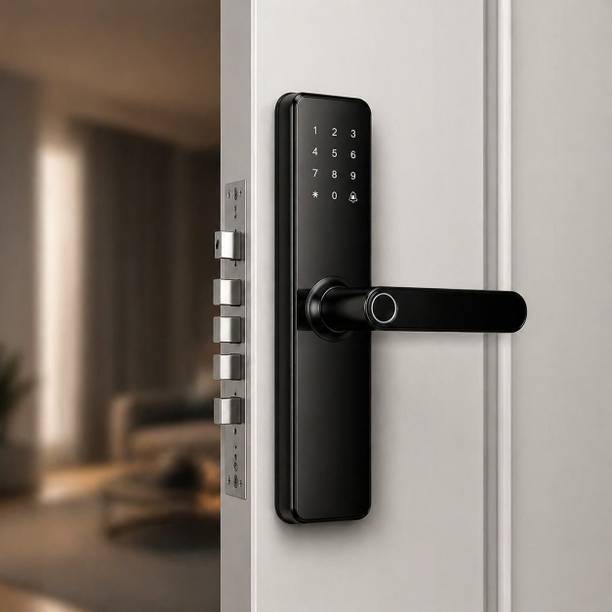 VISILICON Smart Door Lock with Fingerprint | 6-Way Unlocking | Digital Lock Black Smart Door Lock