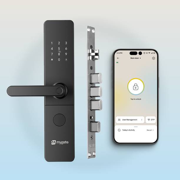 Mygate Plus Lock (2026 Model)|6-Way Unlock - Fingerprint, PIN, OTP, App, RFID, Key|3Y Warranty Smart Door Lock