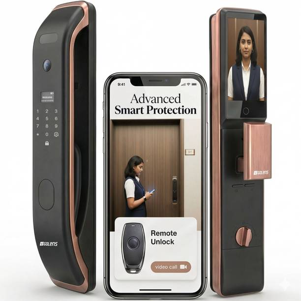 GOLENS X73 Bronze Smart Door Lock | 8-Ways Unlocking | 3D Face | Palm Recognition | Fingerprint | RFID Card | PIN | Video Intercom | Wi-Fi | Remote | Mechanical Key | App | Dual Batteries Smart Door Lock