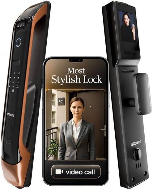 GOLENS X28 Smart 3D Face & Fingerprint Door Lock | 9-Ways Unlocking | App support | Strong Alloy Body Smart Door Lock