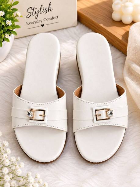 Forever Friend FF white buckle slipper Smart Insole