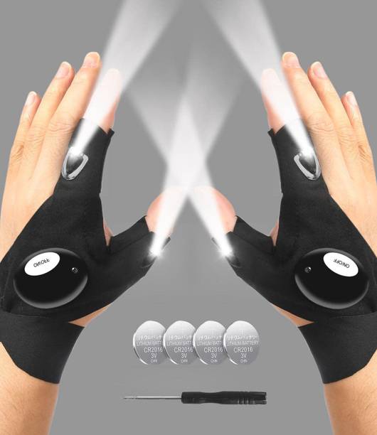 yorten Led 1 pair flashlight gloves light fingerless outdoor fishing gloves tool Talking Gloves