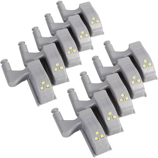 AMG Music Universal Under Cabinet Cupboard LED Hinge Light ,Warm/Cool White Night Light for Almirah and Modern Home Kitchen ,Door Hinge Lighting ,Cabinet Inner Sensor Light with Batteries (Pack of 10) Smart Bulb