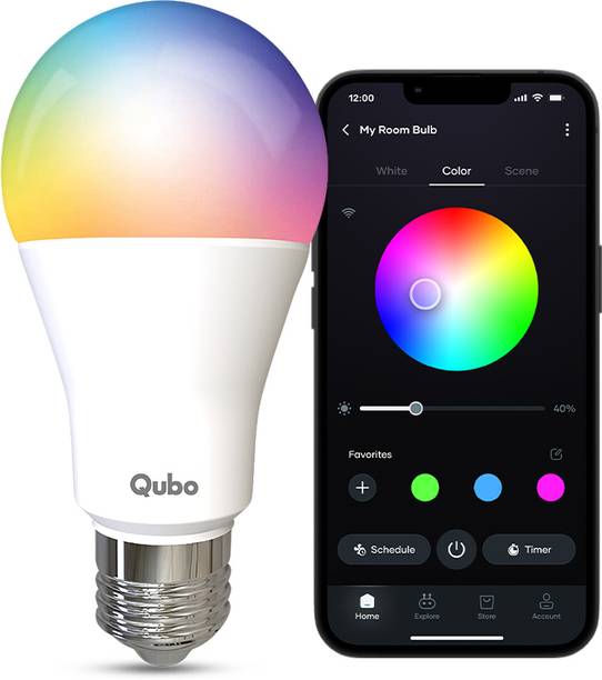Qubo Smart Bulb 12W E27 LED| Wi-Fi+BT| 16 Mil Colours |App&Voice Control| Hero Group Smart Bulb