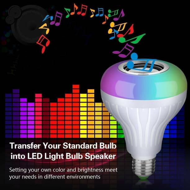 AJ HUB Bluetooth Speaker Light Changing Bulb Built-in Audio Speaker with Remote Smart Bulb