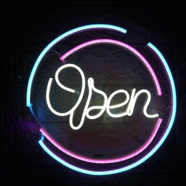 SG Print Open neon Sign for front Door Shop Store Bar Salon Restaurant (24x24) Smart Bulb