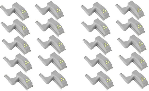 AMG Music Pack of 20 Universal Under Cabinet Cupboard LED Hinge Light ,Warm/Cool White Night Light for Almirah and Modern Home Kitchen ,Door Hinge Lighting ,Cabinet Inner Sensor Light with Batteries Smart Bulb