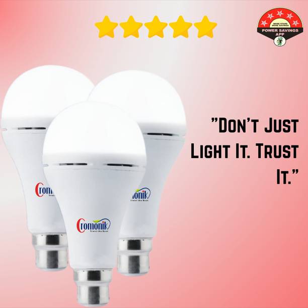 Cromonik 12W Emergency Bulbs (Set of 3) – Long Life, Quick Charging Smart Bulb