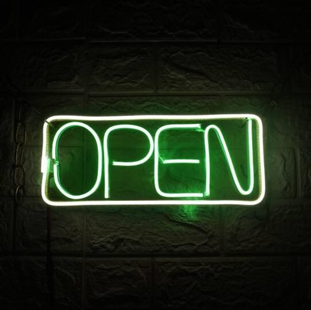 wall mitra Open Neon Sign, For Shop Hotel, Storefront, Restaurant, Mall etc. (14X6Inch) Smart Bulb