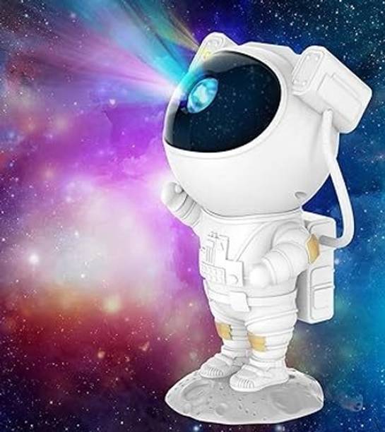 BABYZON Astronaut Galaxy Projector with Remote 360° Rotating Nebula Night Light Table Lamp