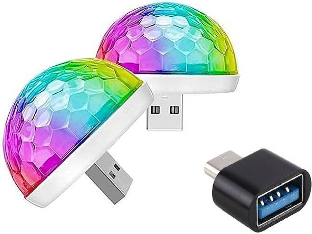 ETH 2pcs USB Operated Disco Projection Light Night Light With Type C OTG Adapter Smart Bulb