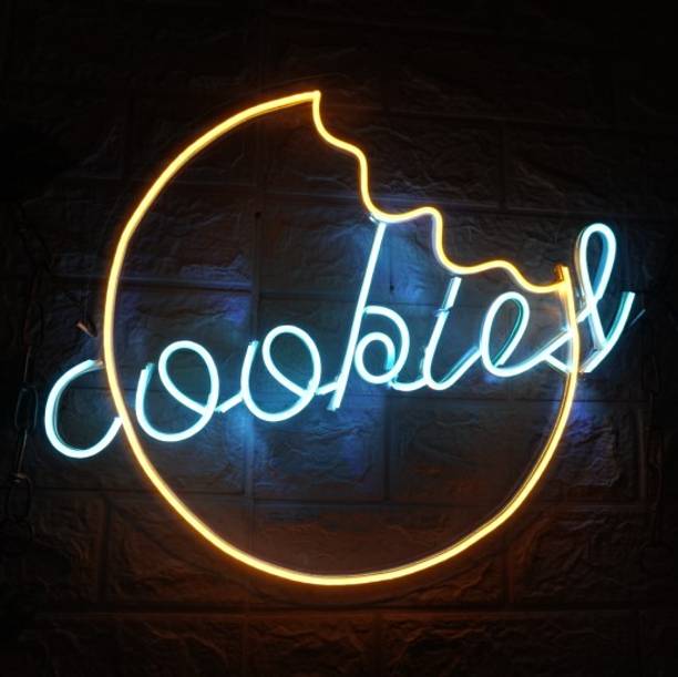 SG Print Cookies Neon Sign for Wall Decor (18x18)blue+yellow Smart Bulb