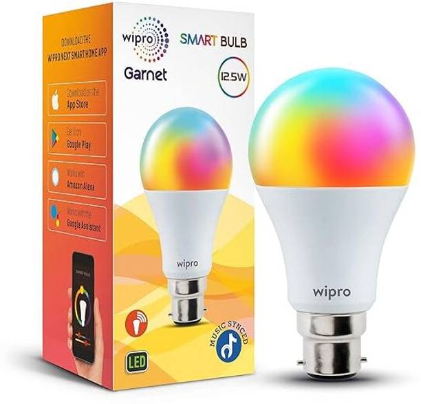 Wipro B22 12.5 W Wi-Fi RGB LED with Voice & App Control Smart Bulb