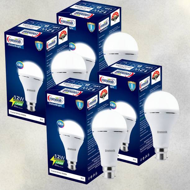 Cromonik Pack of 4-Rechargeable Inverter LED Bulb with Backup Battery Smart Bulb