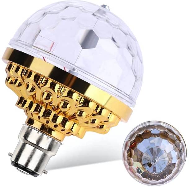 KAVYARA 6W Golden Rotating RGB LED Bulb – Disco Light Effect Decorative Light for Home Smart Bulb