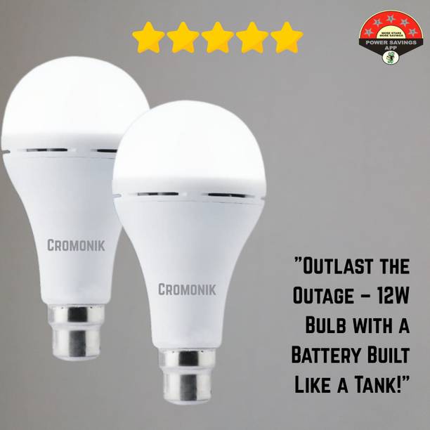 Cromonik 12W Emergency Bulbs - Set of 2 | Long Backup, Fast Charging Smart Bulb