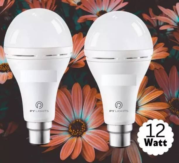 ONIEXO 12W Inverter 4 hrs Bulb Emergency Light (White)- 2 Pack Smart Bulb