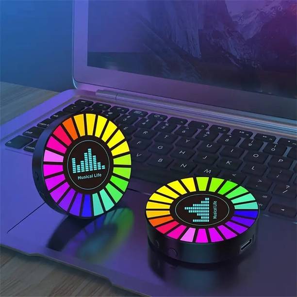 QCEN Rechargeable RGB Sound Control Light, Dynamic Rhythm Light with Round Sound Smart Sensor Light