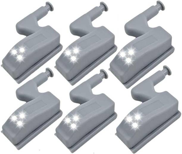 Urban Infotech 6 Pcs Smart Hinge LED Light with Battery for Cupboard Modern Kitchen Wardrobe Smart Bulb