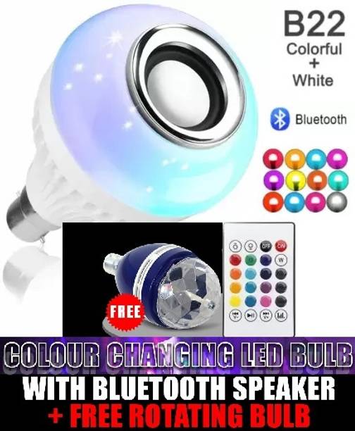 diwalilights Smart LED Music Light Bulb with Bluetooth Remote + Free Rotating Bulb Smart Bulb