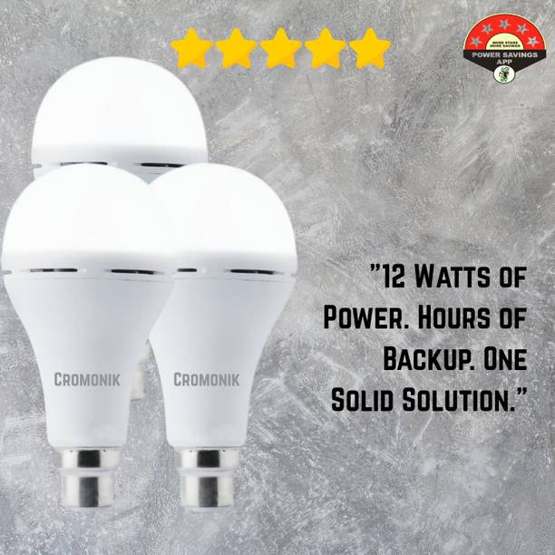 Cromonik Rechargeable 12W Emergency Bulb (3 Bulbs) – Long Backup, Energy Saver Smart Bulb