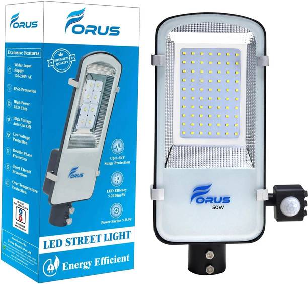 FORUS 50W LED Street Light With Motion Sensor Auto ON/ OFF, Cool White - Park ,Garden Motion Sensor Light