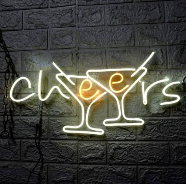 wall mitra Cheers Neon Sign (24x10Inch)white yellow Smart Bulb