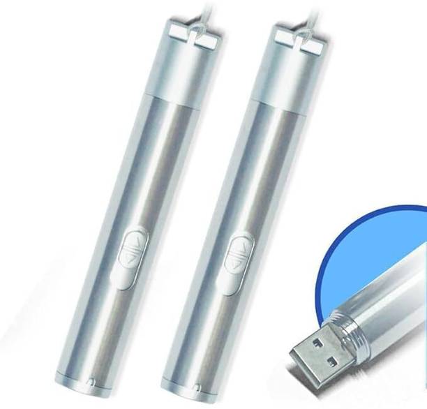 Aviskar Portable USB Torch with Chrome Finish For Doctors with Dual Light Set Of 2 Smart Pen