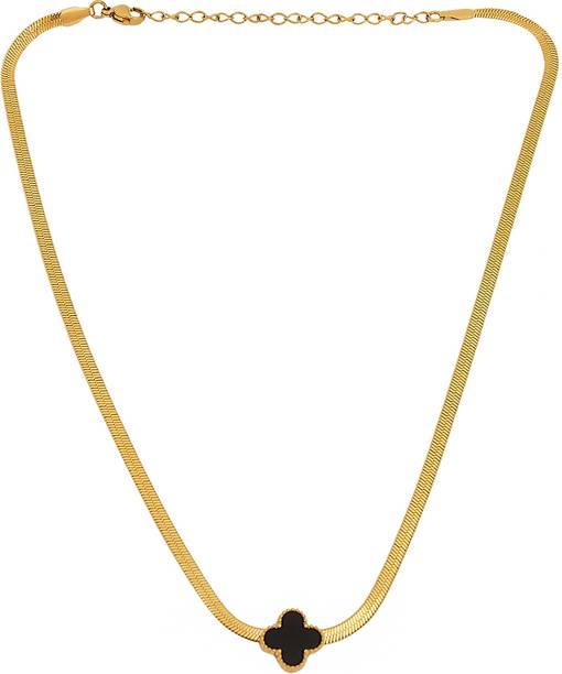 JEWELSCAPE Pendant for Women Chain Gold-Plated Jewellery, Ethnic Teardrop-Shaped Design Smart Pendant