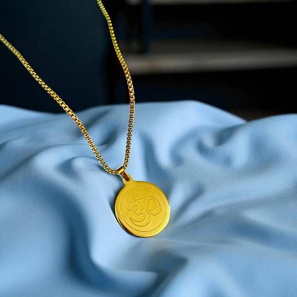 NIMRA Premium Gold Plated Om Pendant Necklace with Chain – Spiritual Jewelry for Men Smart Pendant
