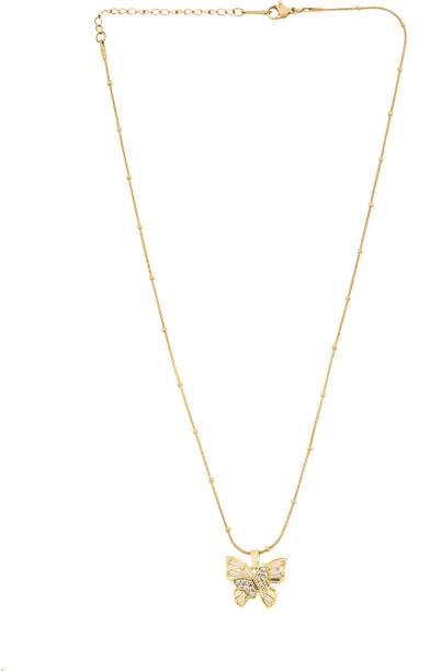 JEWELSCAPE Women Pendant/Necklace Stylish Chain Gold-Plated Jewellery Rose Elegant Design Smart Pendant