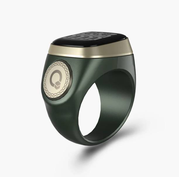 iQIBLA Smart Digital Noor 2 Tasbih Finger Ring 20MM - Green & Gold Smart Ring