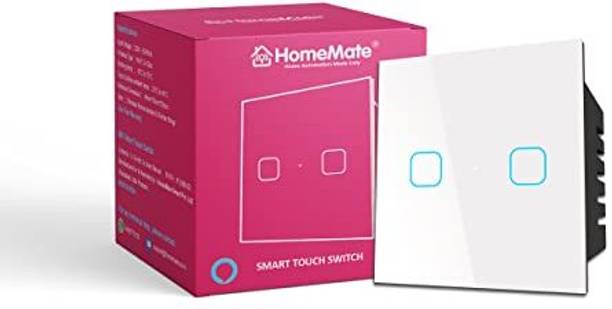 HomeMate Wi-Fi Smart 2 Gang Touch Switch| No Hub Required Smart Switch