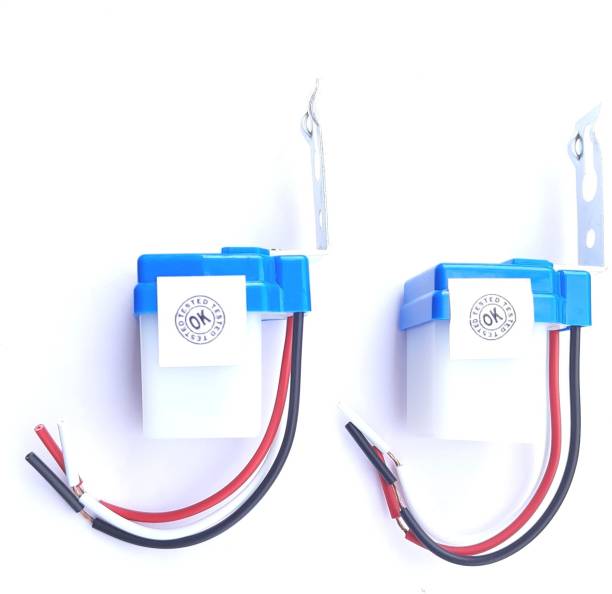 Divine Photonic Solutions 2pc Combo 220 V Auto Day/Night On & Off Photocell LDR Sensor Switch Water Proof Smart Switch