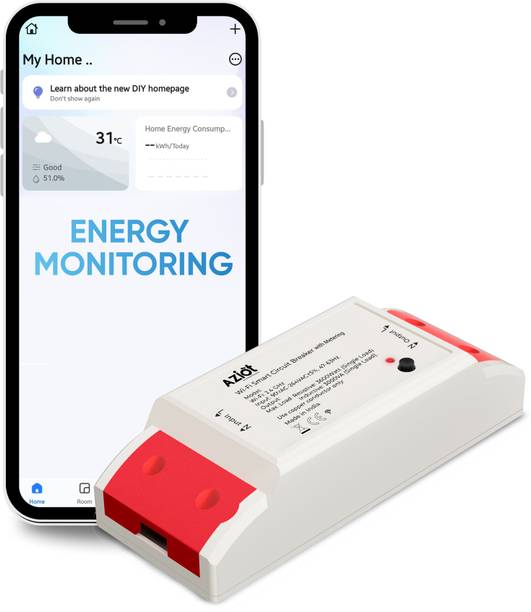 AZIOT WiFi + BLE Smart Circuit Breaker - 16Amp, Energy Metering Smart Switch
