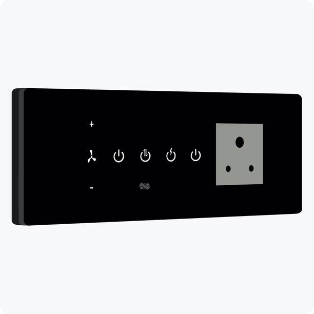 iotics Smart Touch Switch for 3 Light, 1 Fan, 1 Plug, Remote, Mobile App, Alexa, Google Smart Switch